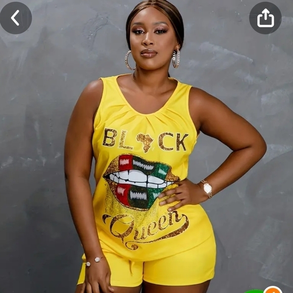 NEW YELLOW 2 PIECE SHORT SET PLUS SIZE 4XL Size 20 - Picture 2 of 5